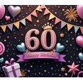 thumbnail image 3 of Colorful Theme 60th Birthday Banner Decorative Design Party Backdrop Balloon Decoration Celebration Banner for Birthday Party Anniversary Celebration Indoor Decoration, 3 of 7