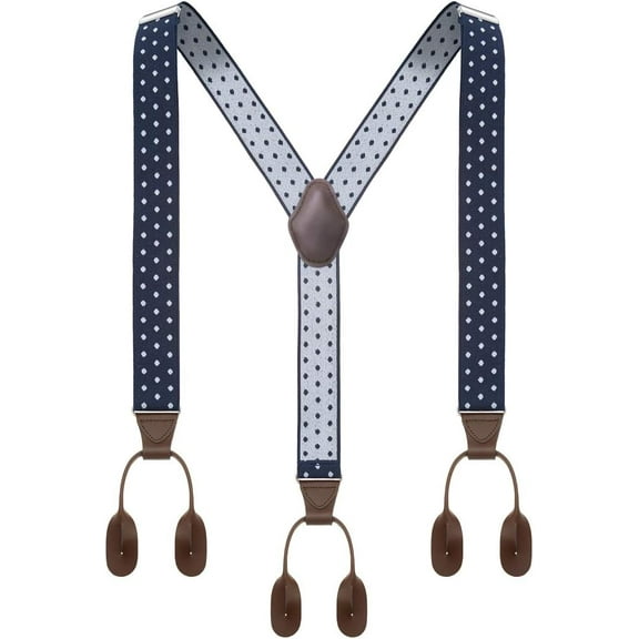 Mens Button End Suspenders 49 Inch Y-Back Adjustable Elastic Tuxedo Suspenders