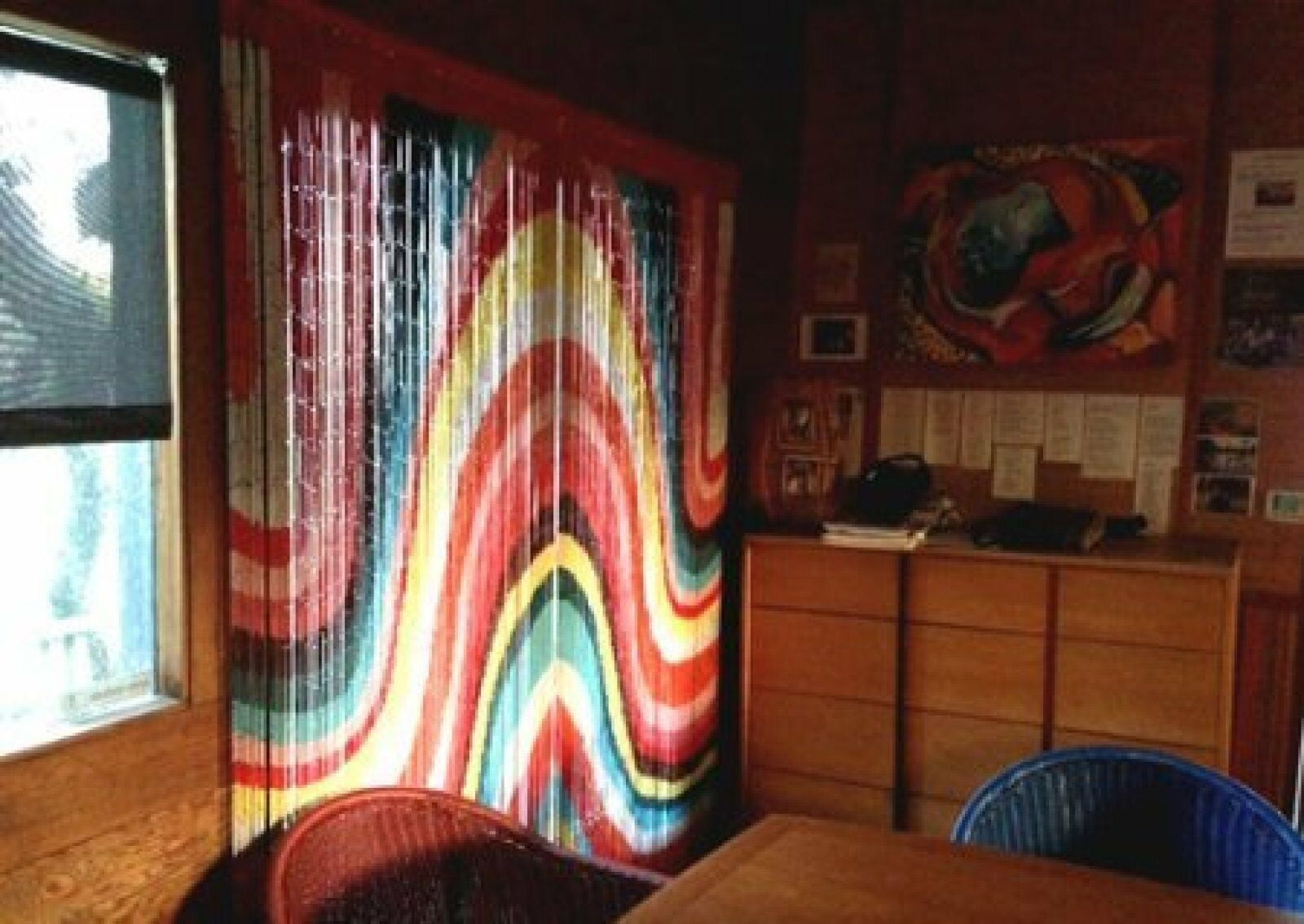 Vauluxe Modern Multicolor Painted Waves Beaded Curtains, 36in x 79in, 125 Strands