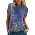 thumbnail image 2 of Blue Women's Short Sleeve T-shirt, Women'S Short Sleeve Round Neck T Shirt Fashion Tops Fashionable Lightweight Soft Casual Summer Clothes,Women's Short sleeve T-shirt XXL, 2 of 5