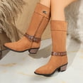 thumbnail image 1 of zhenglin Bottes Mi-Mollet pour Femmes en Daim Décontractées Rétro Talon Épais - Sangle Réglable Design Talon Bas Tendance Style Automne Hiver Bottines Polyvalentes, 1 of 9