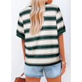 thumbnail image 3 of Womens Shirts Striped Color Block T Shirts Crewneck Pullover Tops Short Sleeve Tunic Tops Oversized Basic Tees, 3 of 5