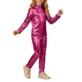 thumbnail image 5 of Girls Shiny Metallic Mock Neck Unitard Long Sleeve Full Jumpsuit Kids Slim Fit Bodysuit Dance Leotard Turtleneck Jumpsuit, 5 of 8