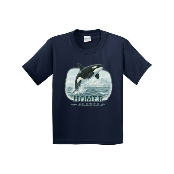 Inktastic Orca Whale Jumping Homer Alaska Scenic Youth T-Shirt