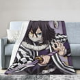 thumbnail image 5 of Ultra Soft Throw Plush, Demon Slayer Iguro Obanai Bedding Fleece Blanket for Sofa Bed Travel 40"x30", 5 of 7