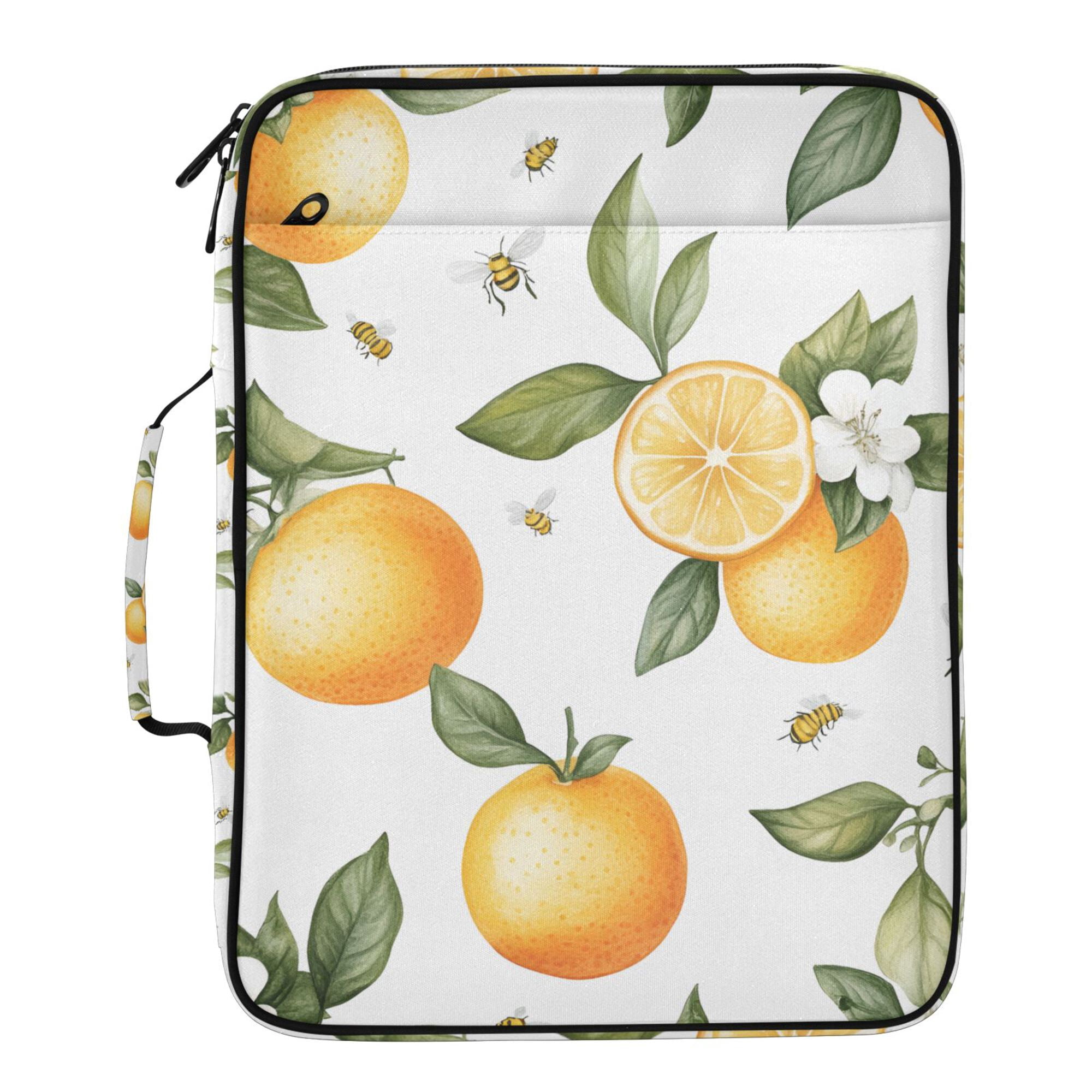FORMRS Accordion File Folder A4 Size 7-Pocket Expanding Document Organizer Bag with 3 Ring Binder, White Watercolor Oranges