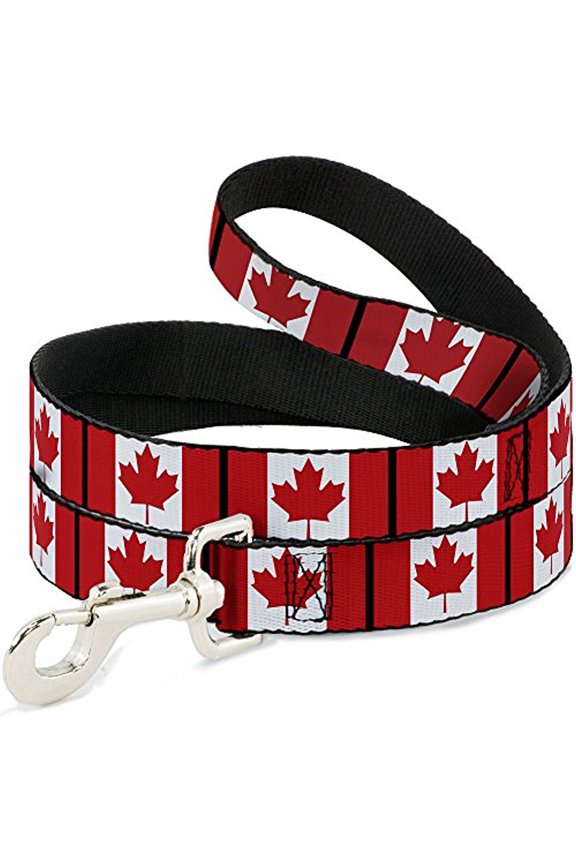 DL-W30367-N Narrow 0.5" Canada Flags Dog Leash