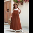 thumbnail image 4 of Vestido de Verano para Mujer, Talla Grande, Informal, Sin Mangas, con Tirantes Finos, para Playa Caqui 4XL, 4 of 7