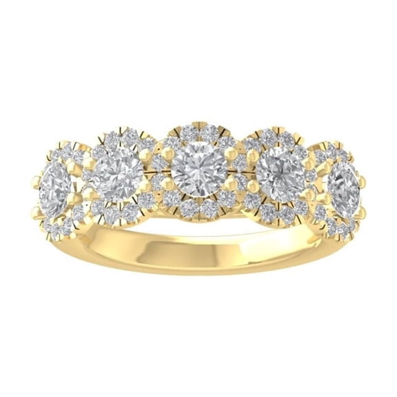ARAIYA FINE JEWELRY 10K Yellow Gold Diamond Anniversary Band Ring (2 cttw, I-J Color, I2-I3 Clarity) Size 6