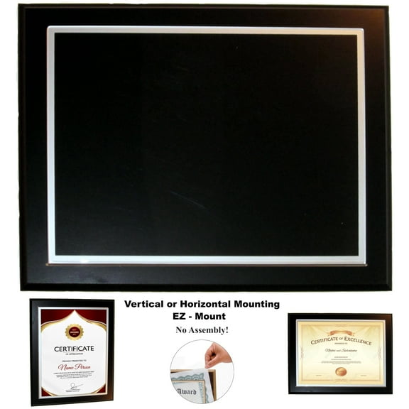Yankee Plak Deluxe Award Certificate Holder & Picture Frame Black 14 x 17” EZ Side or Top Load Holds Up To 11 x 14”