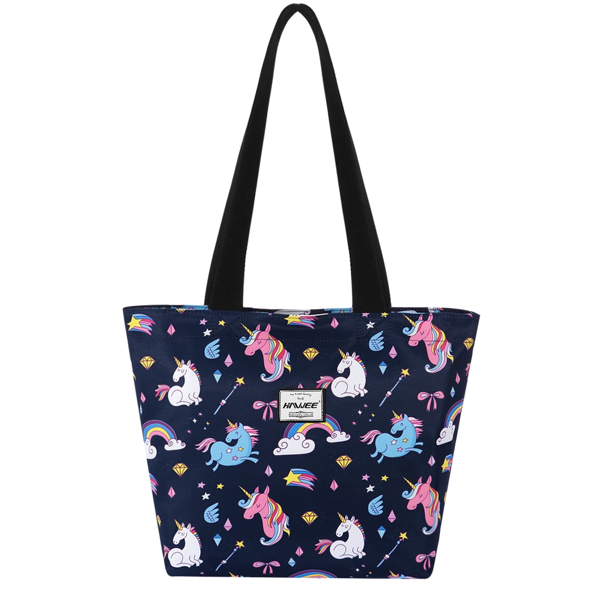 HAWEE Unicorn Tote Bag with Zipper for Women Girls Inside Mesh Pocket