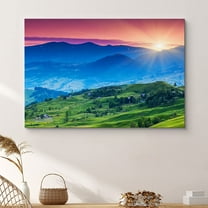 PixonSign Framed Wall Art Print Neon Blue Mountains & Green Hills Nature Wilderness Photography Realism Southwest Closeup Colorful Multicolor Neon for Living Room, Bedroom, Office - 32"x48"