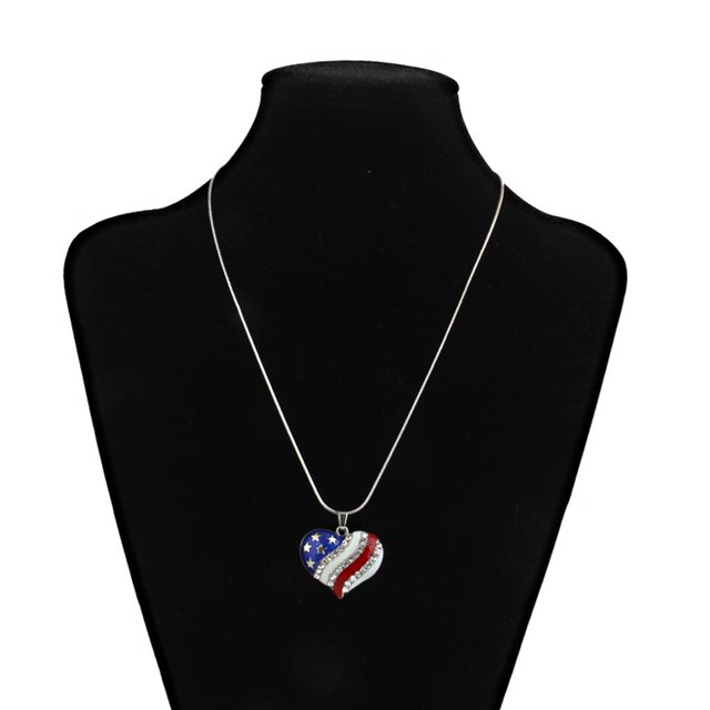 Diamante de imitación con de Independencia Bandera . UU. Estadounidense Diamante Cadena Colgante Colr patrióti Hugo collar patriótico