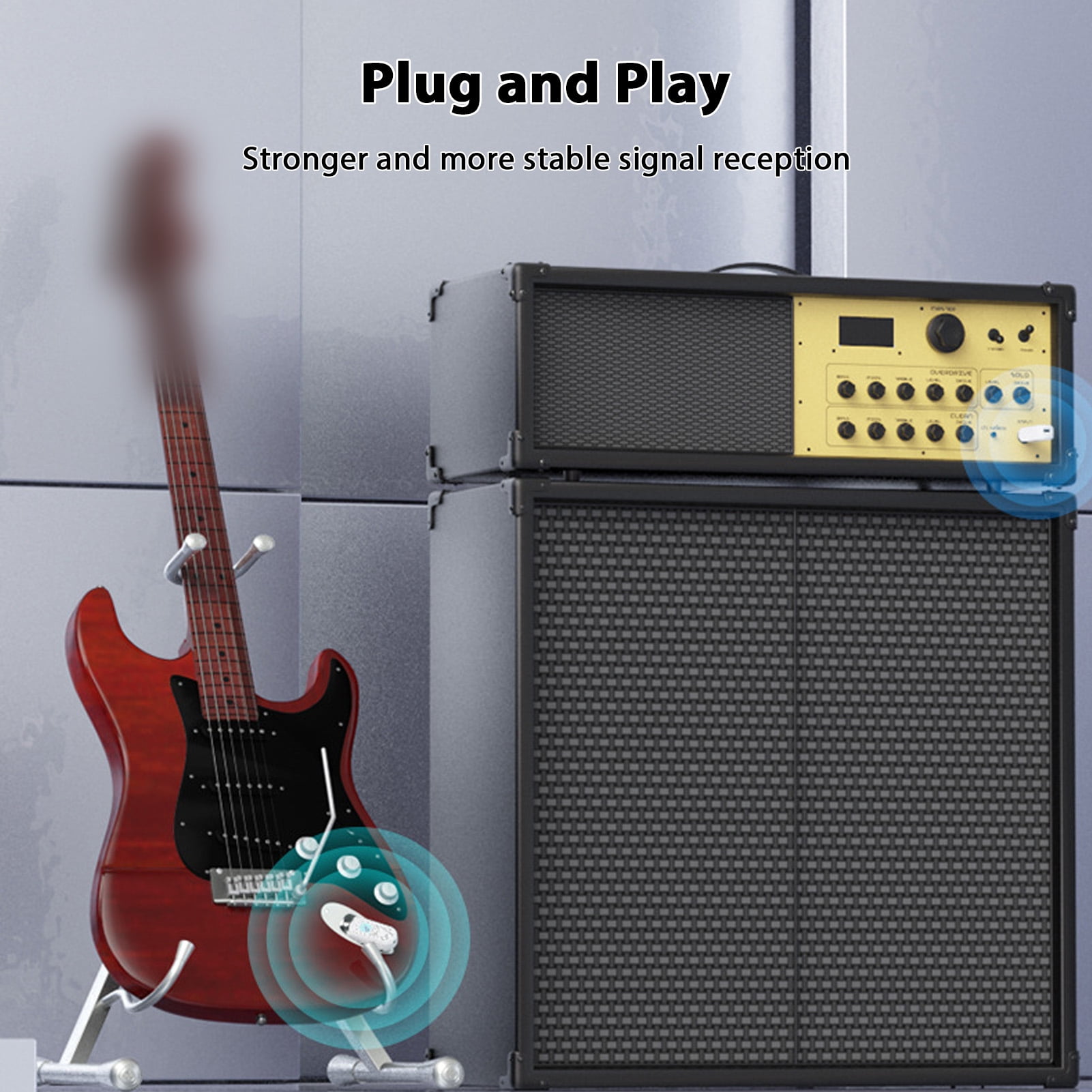 YAHHU 2.4G Wireless Guitar System Rechargeable Transmitter Receiver Set for Electric Guitar Bass Wind Instruments Plug Play Real-time Transmission White 2 Transmitters 1 Receiver 1.1x0.7x3.5 inches
