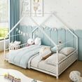 thumbnail image 4 of Zimtown Full Size Montessori Floor Bed, Metal House Bed Frame for Kids, Girls, Boys, Teen, White, 4 of 7