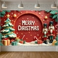 thumbnail image 3 of Red Theme Christmas Banner Christmas Tree Design Merry Christmas Banner Nutcracker Decor Gold Star Xmas Banner for Christmas Party Holiday Decoration Indoor Celebration, 3 of 9