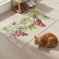 thumbnail image 5 of Area Rug with Tassels 2' x 3', Spring Watercolor Grape Leaves Kitchen Runner Rug for Hallway Bedroom Throw Rugs, Country Vine Retro Linen Soft Door Mat for Bathroom Entrance Living Room, 5 of 9