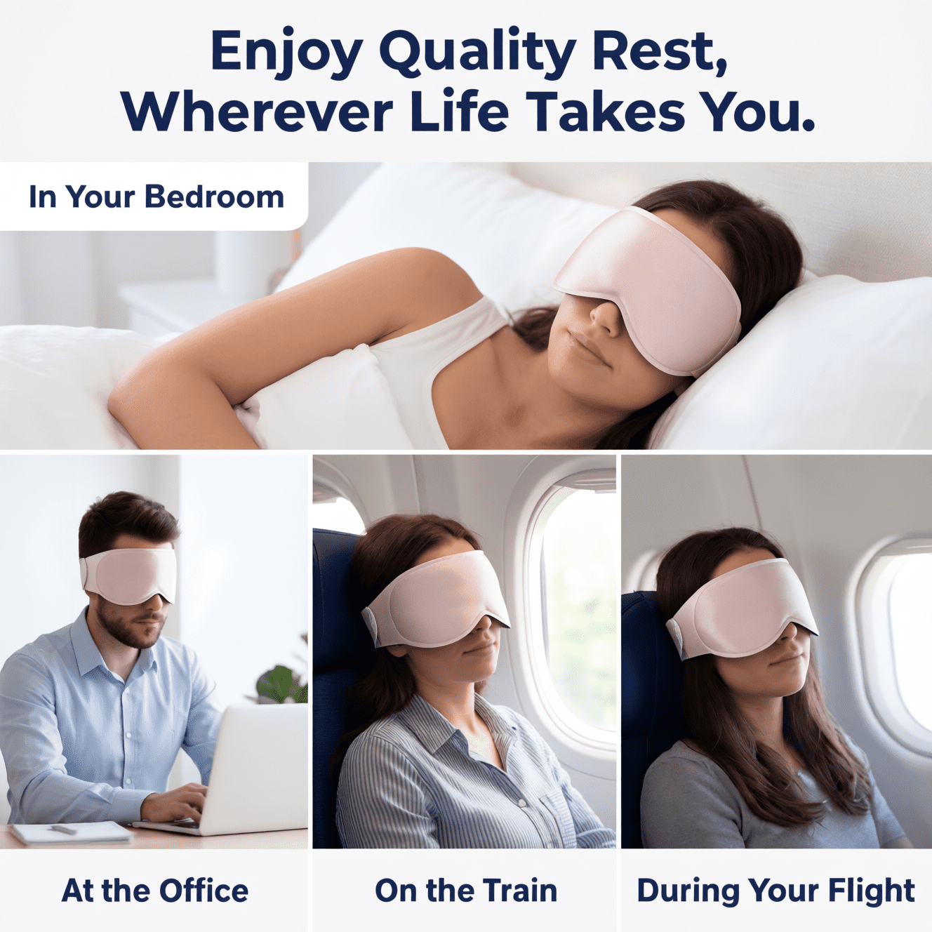 FACEMOON 3D Contoured Blackout Sleep Mask Weighted for Men and Women Calm Peaceful Sleep Soft Memory Foam Zero Eye Pressure Restful Relaxation Pink
