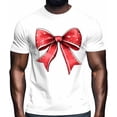 thumbnail image 2 of Camisetas informales de manga corta con lazo navideño para hombre, camisetas gráficas, 2 of 8