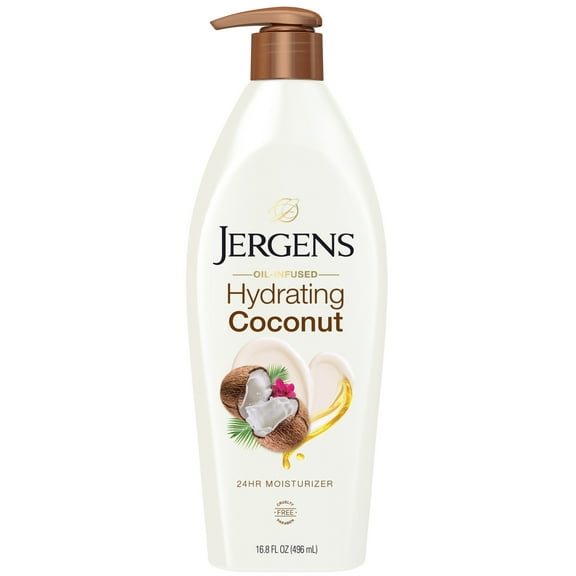 Jergens Hydrating Coconut Body Lotion Moisturizer for Dry Skin, Dermatologist Tested, 16.8 oz