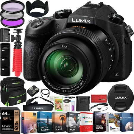 Panasonic Lumix FZ1000 4K Point and Shoot Digital Camera with 16x Leica DC Vario-Elmarit 25-400mm Lens DMC-FZ1000 Bundle With Deco Gear Bag Case + Filter Kit + Photo Video Software & Accessories