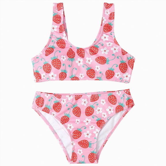 Ymyiu Kids Bikini Baby Girl Summer Swimsuit Toddler Girls Bikini Sets Infant Bathing Suit Beach Outfits Size 13-14 Years (Pink,13-14 Years)