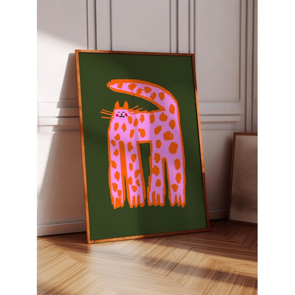 LAVIE Coolest Cat Wall Art, Bright Colorful Cat Illustration, Modern Animal Fine Art Poster, Home Decor, Gift for Cat Lovers, Unframed Wall Print