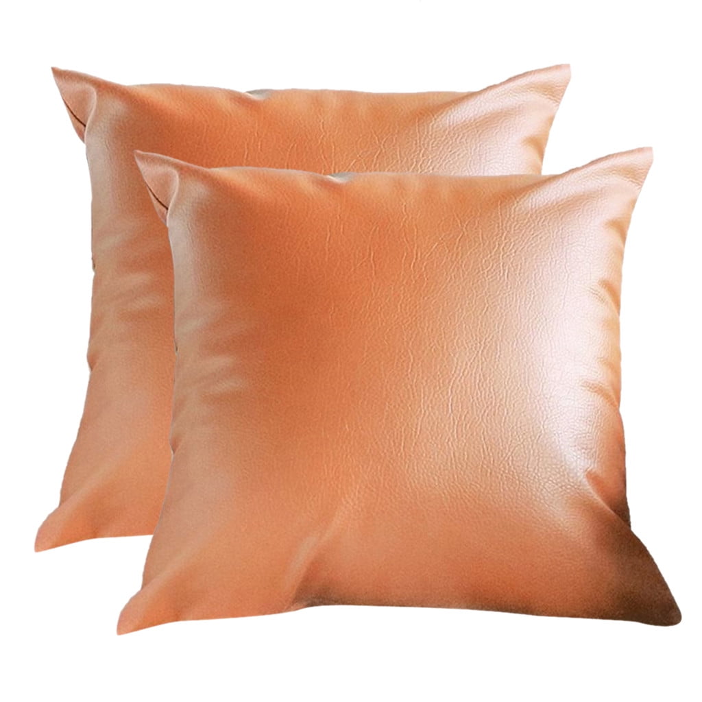 1/2pcs Home Decor Faux Leather fashion Solid pillow case Cushion Cover 6 Colors 