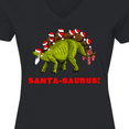 thumbnail image 4 of Inktastic Santa-Saurus Christmas Dinosaur Women's V-Neck T-Shirt, 4 of 5