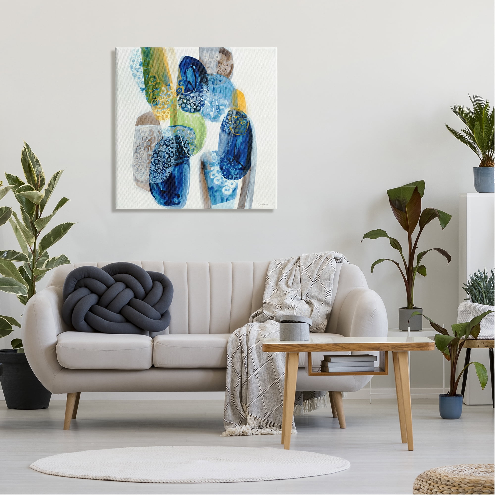 Stupell Industries Pebbled Circular Shapes Vivid Blue Modern Design Painting Gallery Wrapped Canvas Print Wall Art, Design by Liz Jardine