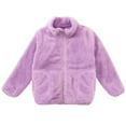 thumbnail image 4 of Grblisyd Girls Fleece Jacket Zipper Lightweight Jacket Cozy Soft Stand Collar Sherpa Fleece Jacket Polar Fleece Warm Plush Outwear with Pockets Purple 7-8 Years, 4 of 4