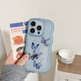 thumbnail image 2 of Compatible with iPhone 16 Pro Max Phone Case,Glitter Bling Shiny Star Sequin Butterfly Printing,Matte Cute Curly Wavy Frame,Shockproof Anti-fall Soft TPU Aesthetic Clear Phone Case,Blue, 2 of 11