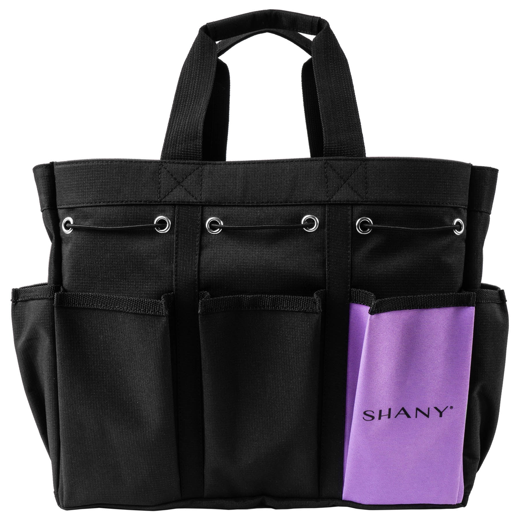 SHANY Clear PVC Makeup Bag PURPLE SH-PC01PR Large Professional Makeup Artist Rectangular Tote with Shoulder Strap and 5 External Pockets