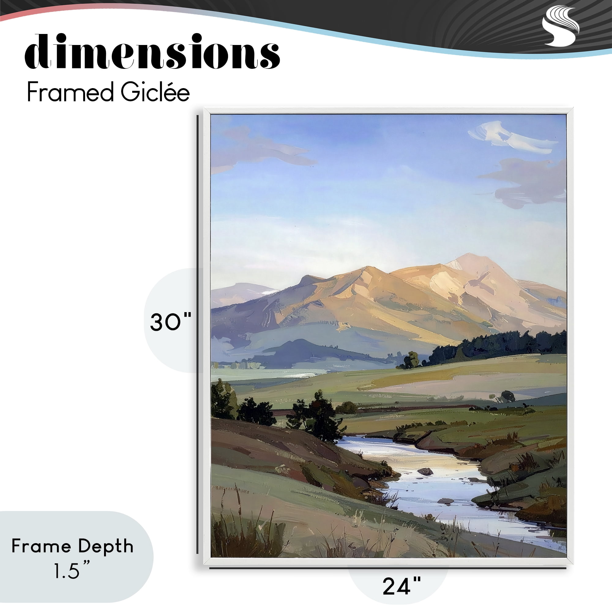 Stupell Industries Across The Valley River White Framed Giclee Art, design by Alonza Saunders
