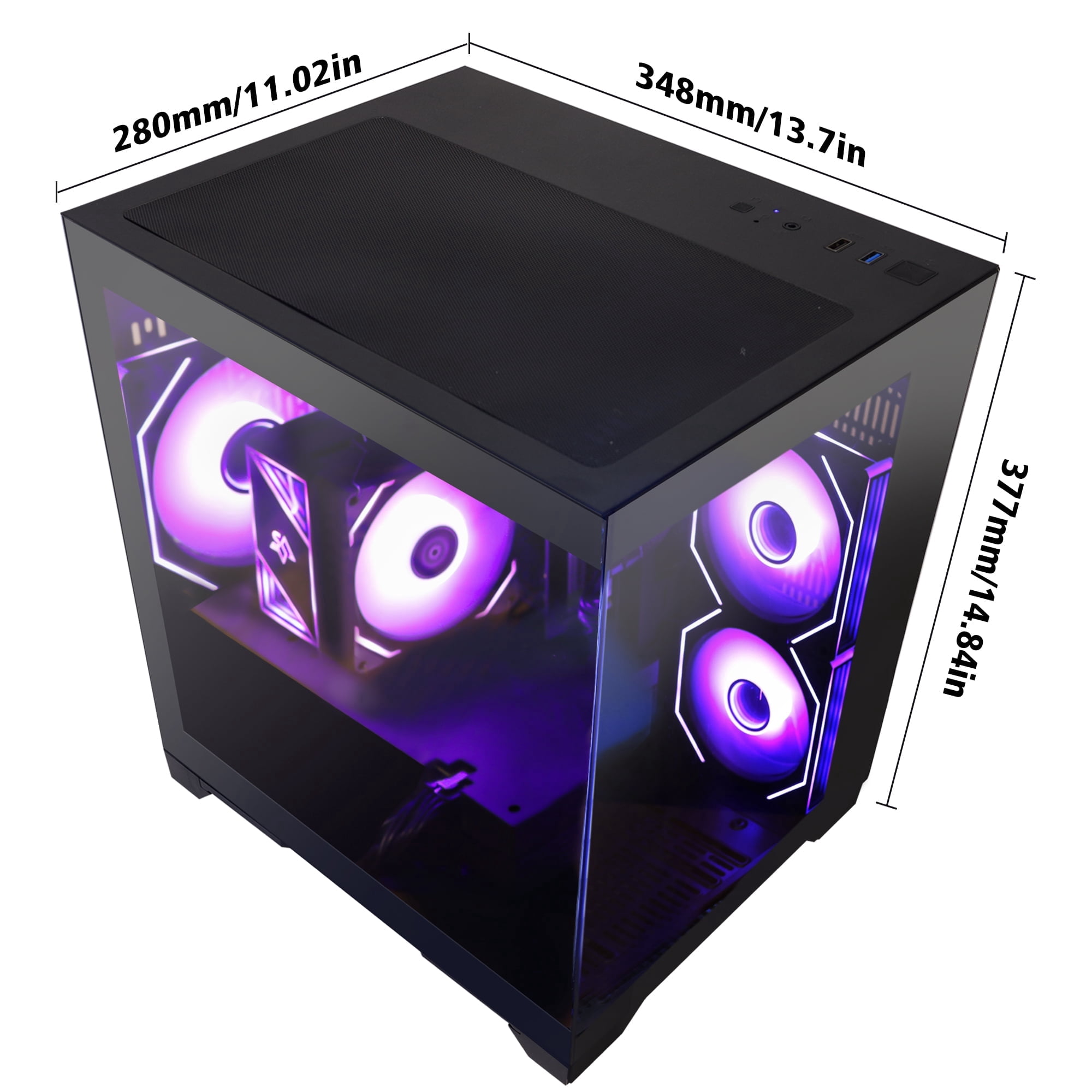 Hoengager King Gaming PC Desktop- AMD Ryzen 5 5500, Radeon RX 6500 XT 4GB, 16GB DDR4 ,1TB PCIe SSD ,ARGB Software ,Windows 11 Prebuilt Gaming PC