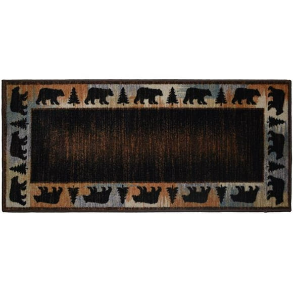 30 x 46 in. Cozy Cabin Bear Spear Printed Nylon Kitchen Mat & Rug