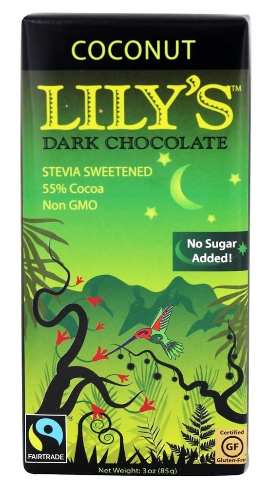 Lily's Dark 55% chocolate Stevia sweetened Coconut 3 oz (Pack of 3 bars)