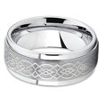 thumbnail image 4 of Tungsten Wedding Band 9mm Tungsten Ring Silver Tungsten Ring Celtic Design Ring (6), 4 of 4
