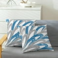 thumbnail image 5 of Throw Pillow Cases Pack of 2 Cozy Fleece Two-Tone Abstract Feather Decorative Cushion Covers for Couch Bed Sofa Farmhouse Decoration 20 X 20 Inches Blue Grey, 5 of 6