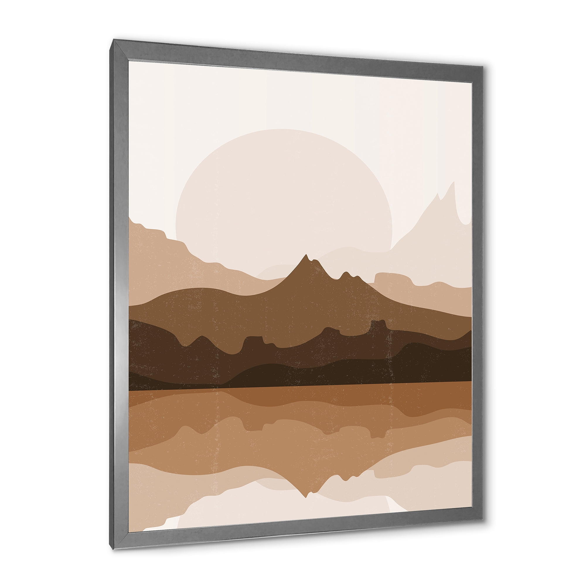 Designart 'Minimalist Brown Terracotta Landscape' Modern Framed Art Print