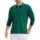 thumbnail image 4 of Camisa polo de golf de negocios de manga larga de color sólido para hombre, ajuste regular, tamaño L, verde, 4 of 6