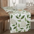 thumbnail image 3 of Fennco Styles Floral Design 16 x 72 Inch Rectangular Table Runner White Green, 3 of 4