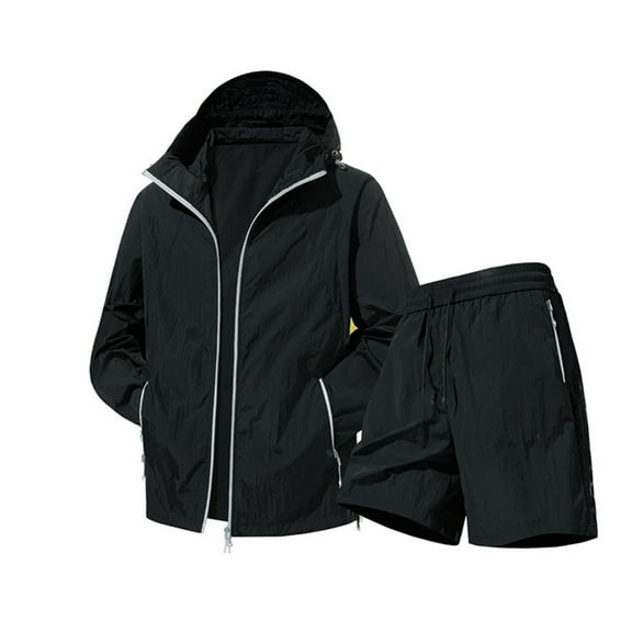 NAFUU Men's Sportswear Suit Mens Outdoor 2 Piece Outfits With Hood Summer Lightweight Comfortable Outdoor Activities Casual Wear Leisure Workout Sets