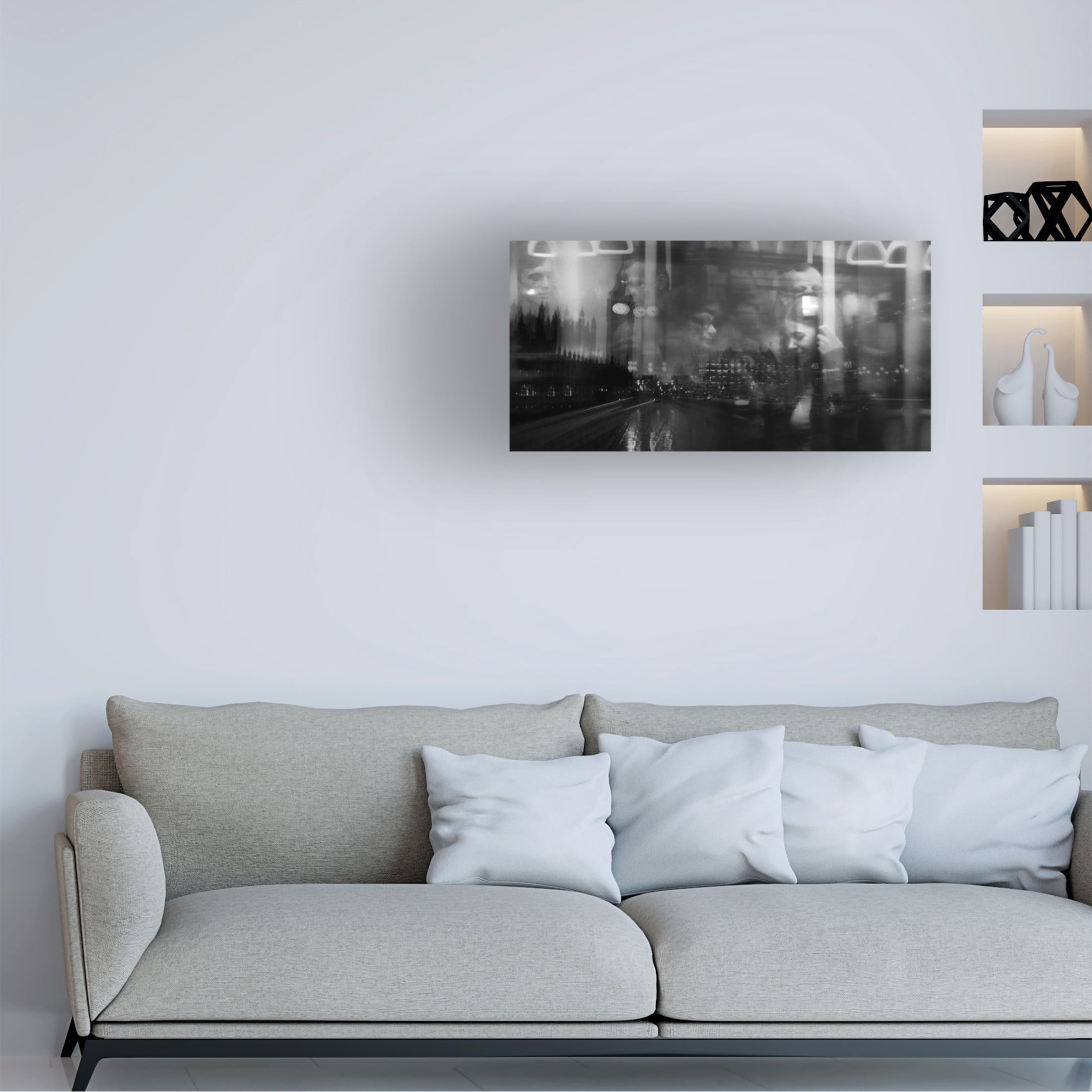 Canvas Wall Art - Carlo Tonti 'London Mood 2' Wall Art for Living Room, Bedroom, or Office Décor by Trademark Fine Art - 24 x 12 Inches