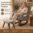 thumbnail image 3 of CloudRest Pro Extra Wide Nursery Rocking Chair with Ottoman, 23.6" Deep Seat Oversized Teddy Glider Rocker, Upholstered Lounge Chair with Thickened Cushion for Adults, Grey, 3 of 9