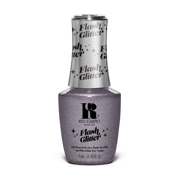 Red Carpet Manicure Fortify & Protect Soft Purple Glitter Gel Polish for Strong, Healthy Nails - Infused with Vitamin A & Biotin - (Oh So Flashy!) Led Nail Gel Color, 0.3 Fl Oz