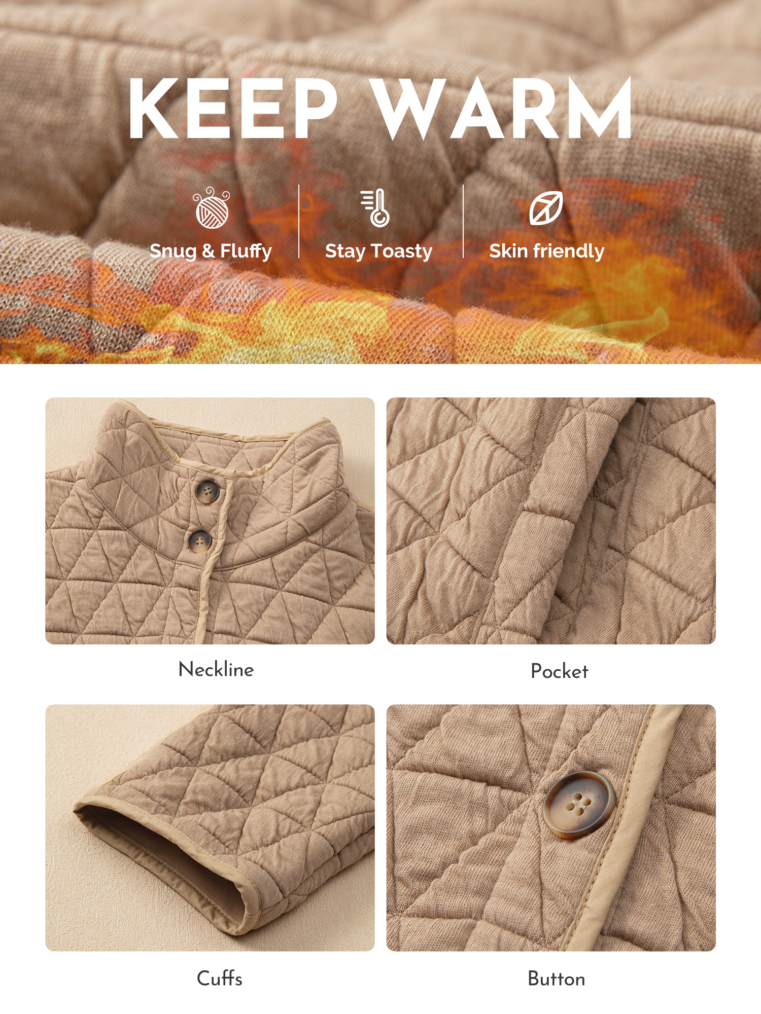 SHEWIN Women's Button-Down Quilted Puffer Jacket photo 2