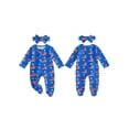thumbnail image 2 of BemeyourBBs Newborn Baby Girl Boy 4th of July Outfit Footed Romper FootieJumpsuit Infant Baby Patriot Independent Day Clothes American Flag Stripe Print Ruffles Long Sleeve Zipper Romper Headband Set, 2 of 9