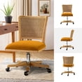 thumbnail image 4 of Swivel Office Chair Rattan Back, Computer Task Chair Adult Living Room Office Room Yellow, 4 of 10