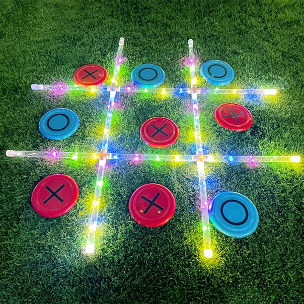 Juego Giant Tic Tac Toe para exteriores con luz para familia de 3 pies x 3 pies